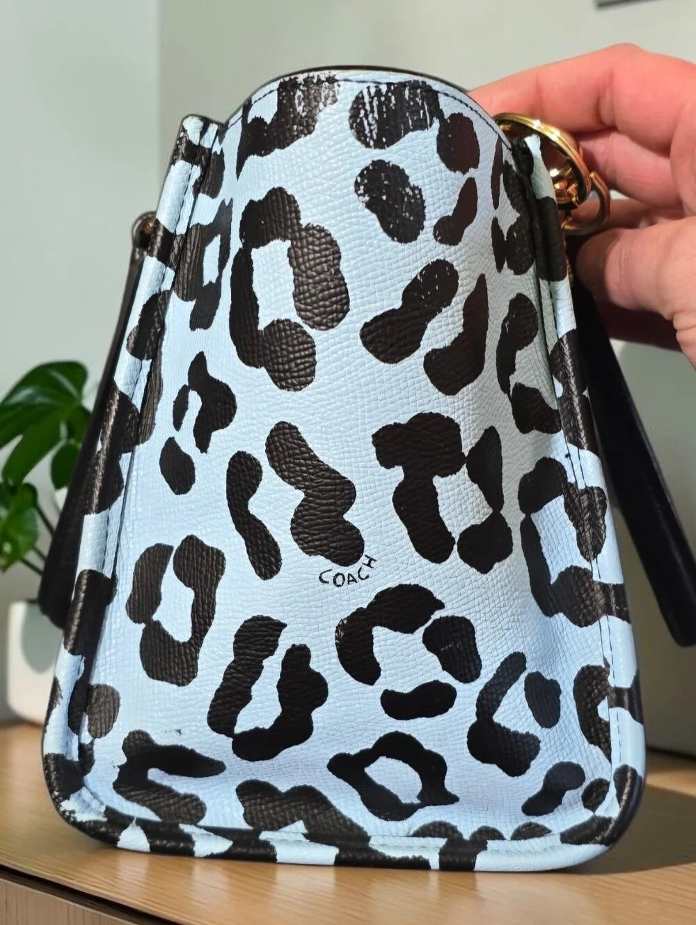 Coach Pale Blue Ocelot Mini Crosby Carryall Handbag